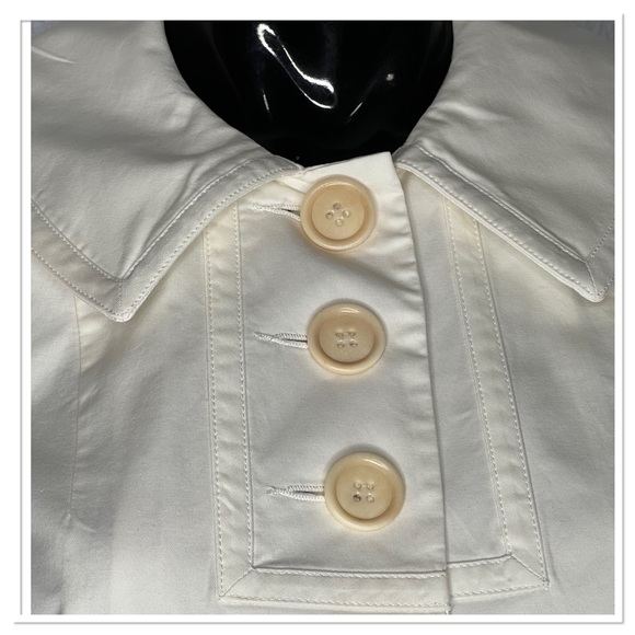 Trina Turk Cropped Swing Jacket 3/4 Bell Sleeves Wide Collar Cotton Blend Sz 6 - Picture 2 of 7